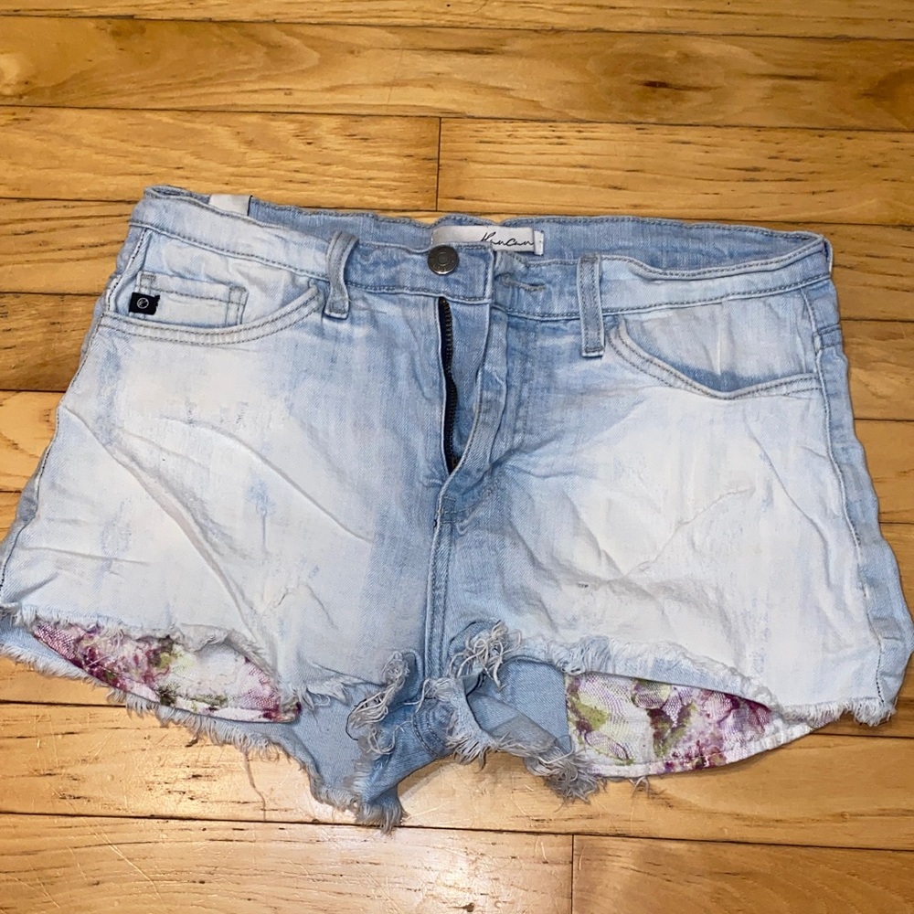 KanCan Light Blue Jean Shorts with Frayed Hem